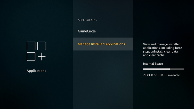 FireTV Manage Installed Applications