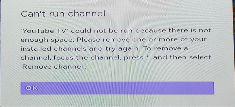 Roku Cannot run channel error
