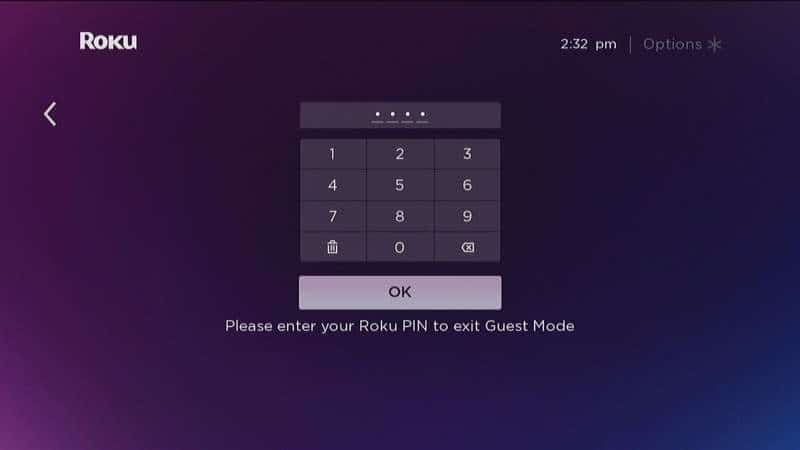 Roku Enter PIN to Exit Guest Mode