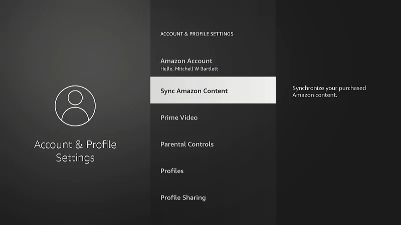 FireTV Sync Amazon Content Option