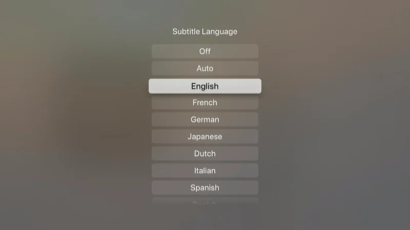 Apple TV Subtitle Language Selection