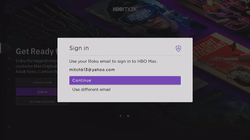 Roku HBO Max Sign In Prompt