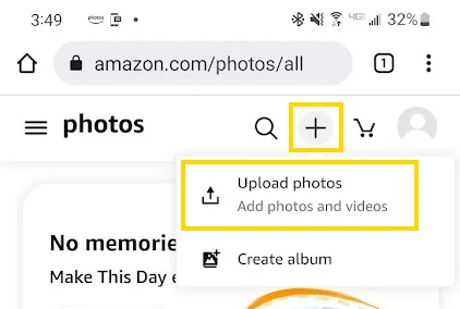 Amazon Photos Upload Selection