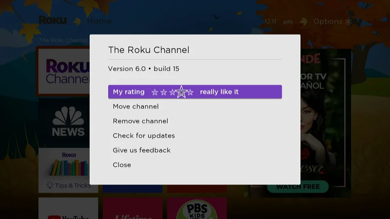 Roku Set Channel Rating
