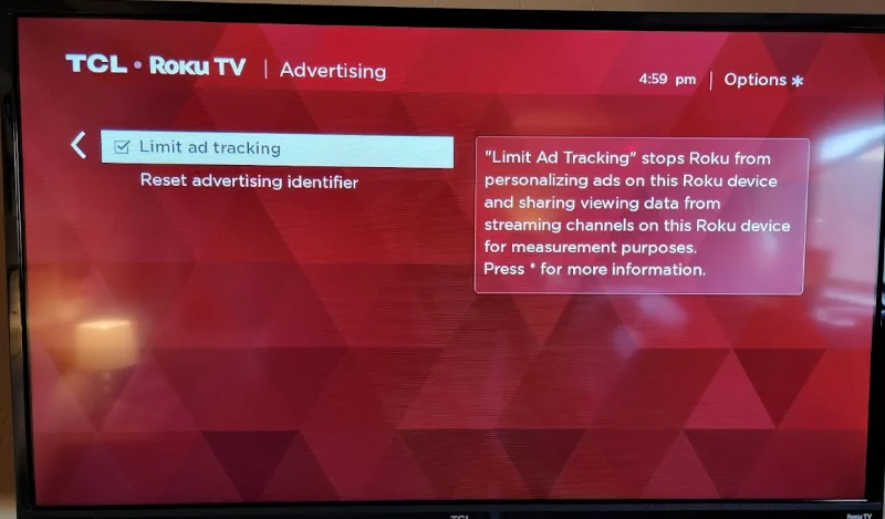 Roku TV Limit Ad Tracking Setting