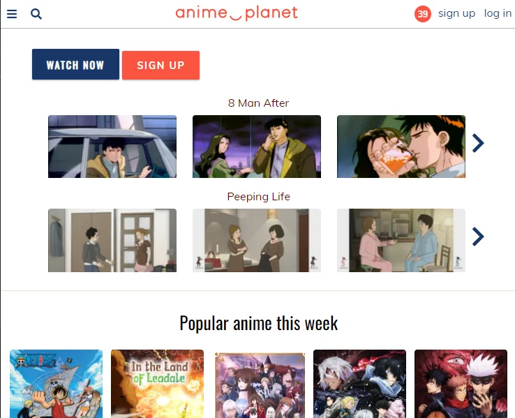 Anime Planet Screenshot