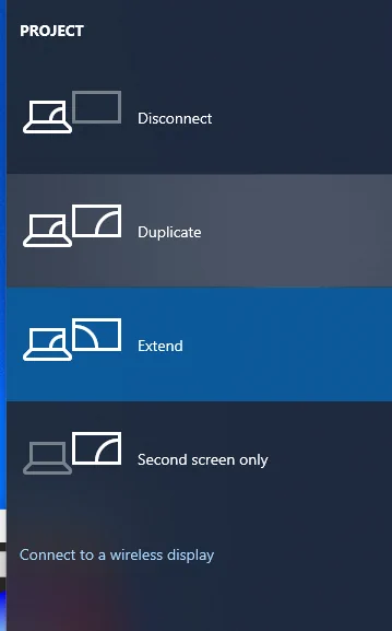 Windows Projection Mode Settings