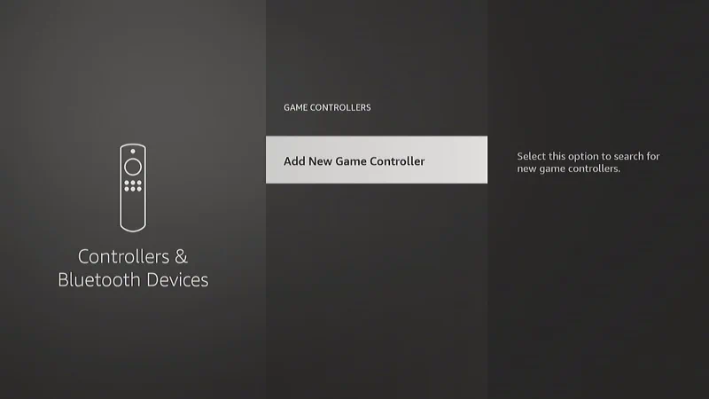 Firestick Add New Game Controller selection