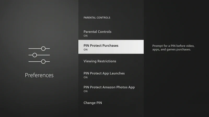 Firestick PIN Protect Purchases Option