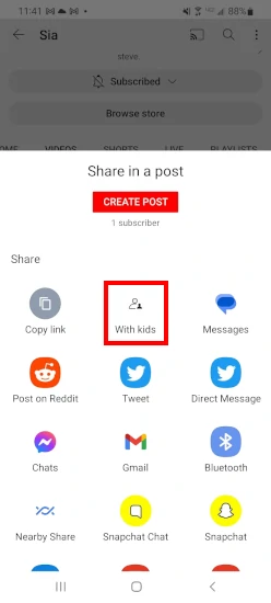 YouTube Share With Kids Option