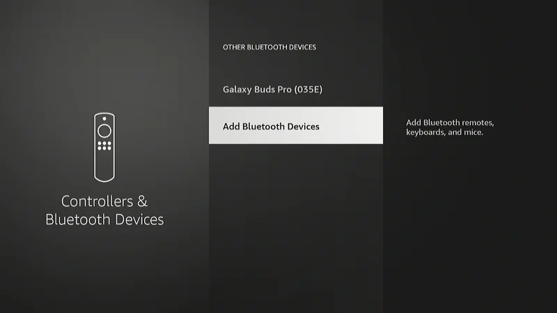 Fire TV Add Bluetooth Devices Option