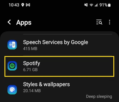 Android Spotify Option in App Settings