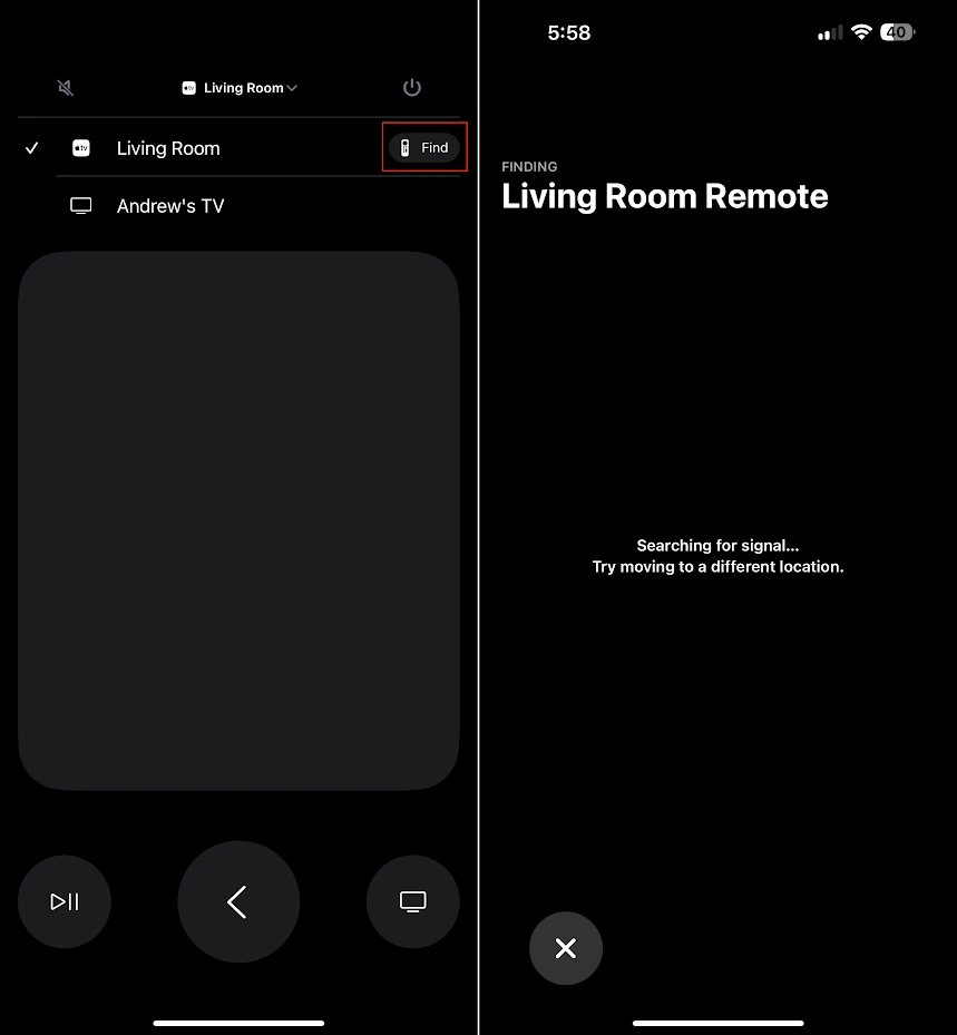 iPad Apple TV Remote Control Find